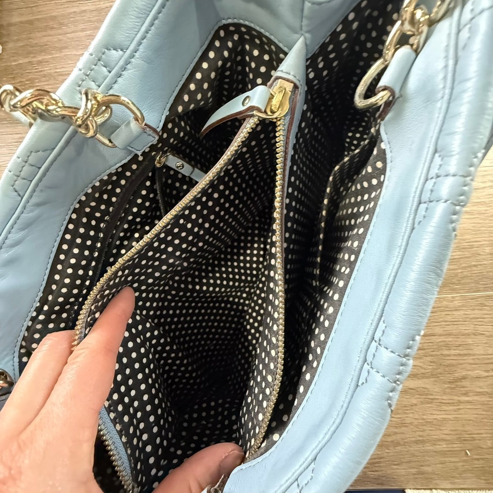 Kate Spade Wedgewood Astor Court Elena Tote Powder Blue Quilted Silver Hardware - Picture 10 of 16